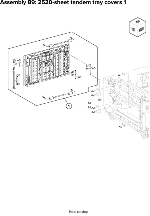 Assembly 89: 2520 sheet tandem tray covers 1 parts diagram - Lexmark CX930 CX931 Parts