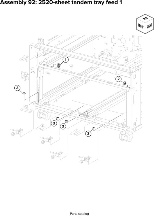 Assembly 92: 2520 sheet tandem tray feed 1 parts diagram - Lexmark CX930 CX931 Parts