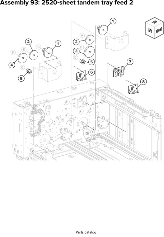 Assembly 93: 2520 sheet tandem tray feed 2 parts diagram - Lexmark CX930 CX931 Parts