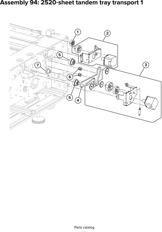 Assembly 94: 2520 sheet tandem tray transport 1 parts diagram - Lexmark CX930 CX931 Parts