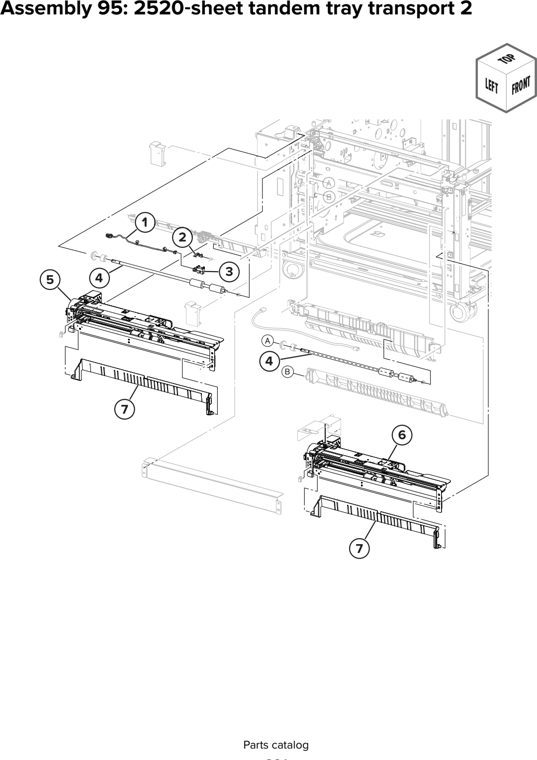 Assembly 95: 2520 sheet tandem tray transport 2 parts diagram - Lexmark CX930 CX931 Parts
