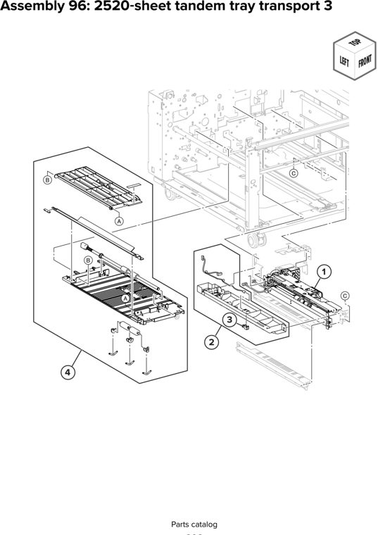 Assembly 96: 2520 sheet tandem tray transport 3 parts diagram - Lexmark CX930 CX931 Parts