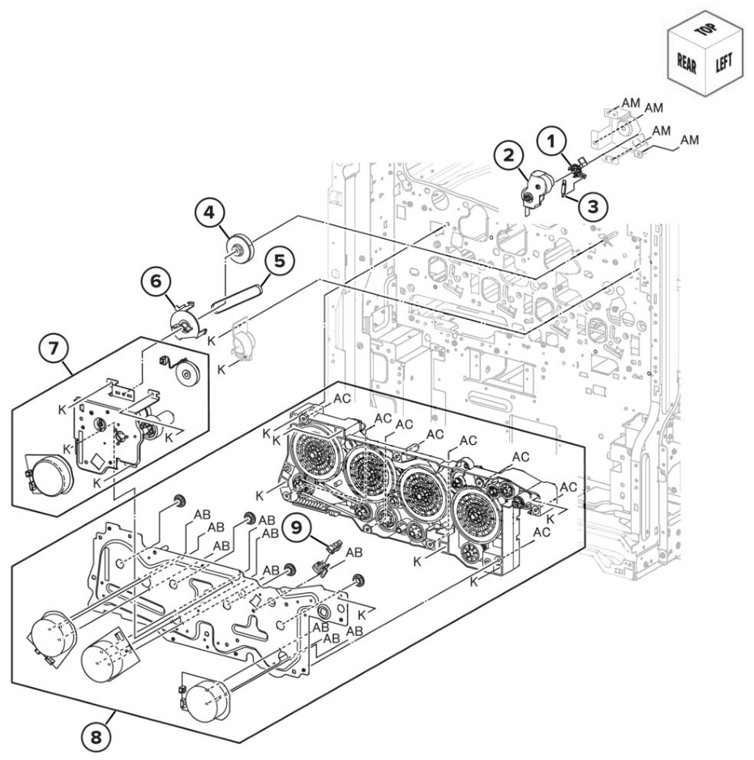 Assembly 4: Main drive parts diagram - Lexmark CS943 Parts