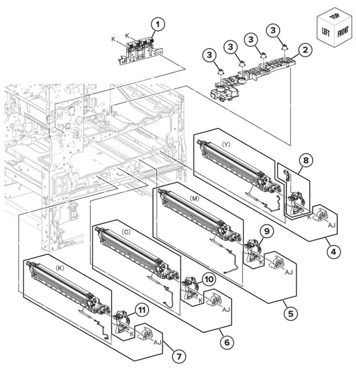 Assembly 8: Developer 1 parts diagram - Lexmark CS943 Parts