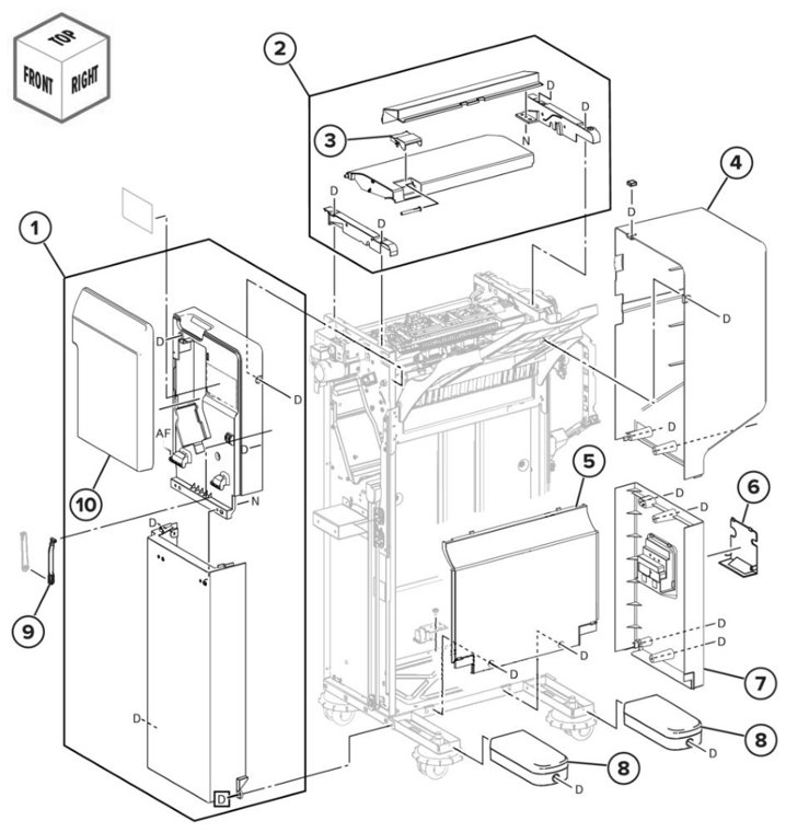 Assembly 110: SHPF covers parts diagram - Lexmark CS943 Parts
