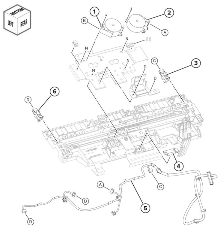 Assembly 114: SHPF compile tray 2 parts diagram - Lexmark CS943 Parts
