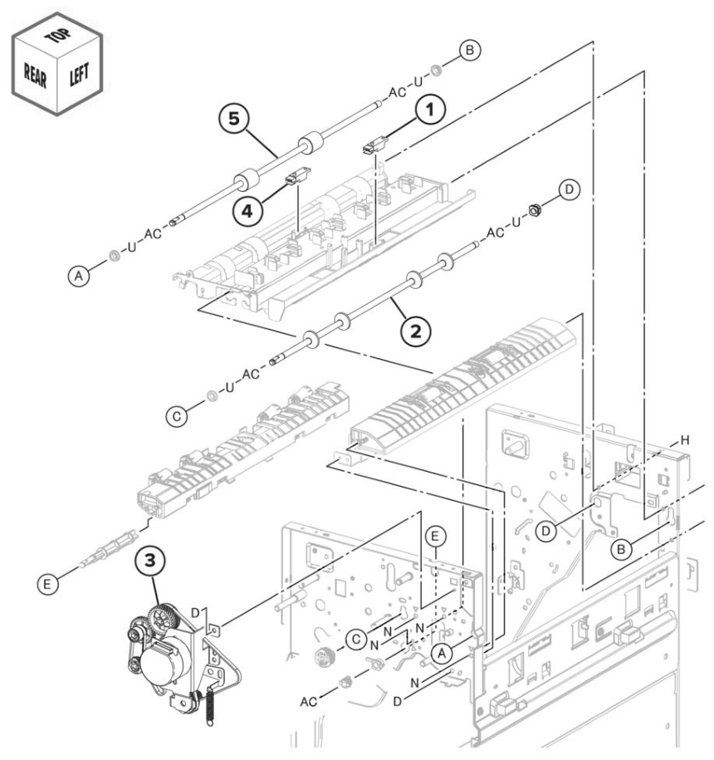 Assembly 120: SHPF transport parts diagram - Lexmark CS943 Parts