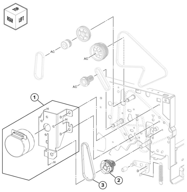 Assembly 121: SHPF transport motor parts diagram - Lexmark CS943 Parts