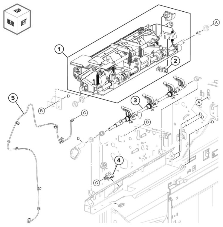 Assembly 123: SHPF eject chute parts diagram - Lexmark CS943 Parts