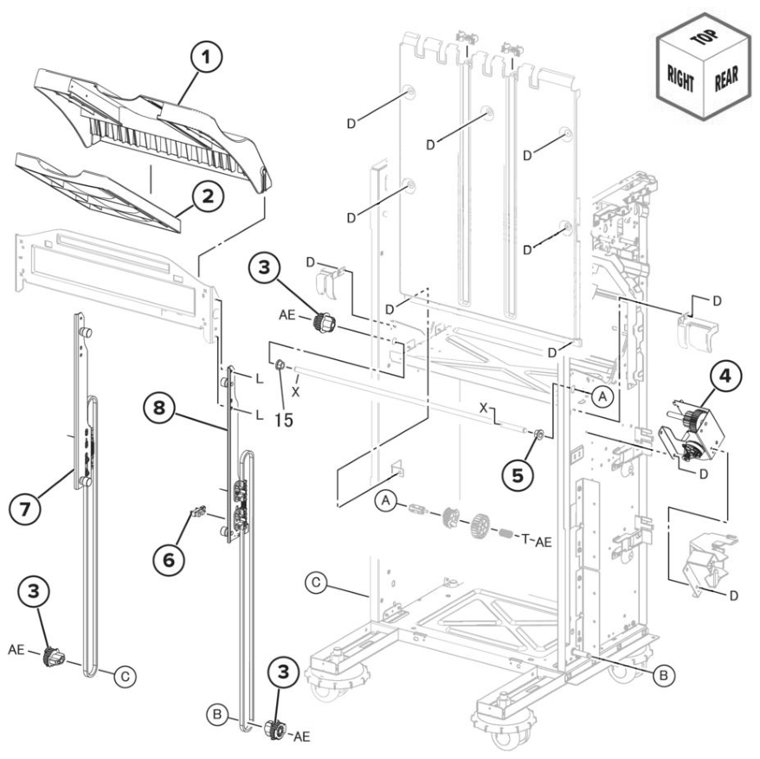 Assembly 125: SHPF stacker parts diagram - Lexmark CS943 Parts