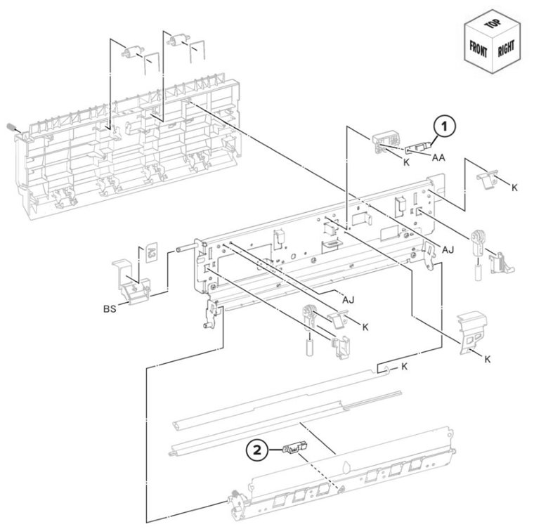 Assembly 19: Duplex inner guide parts diagram - Lexmark CS943 Parts
