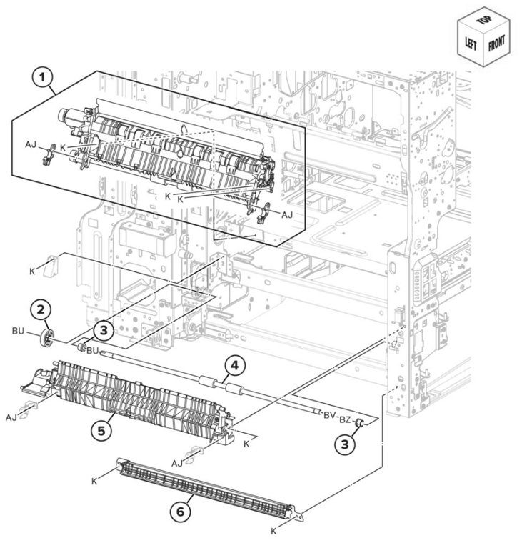 Assembly 21: Registration transport parts diagram - Lexmark CS943 Parts