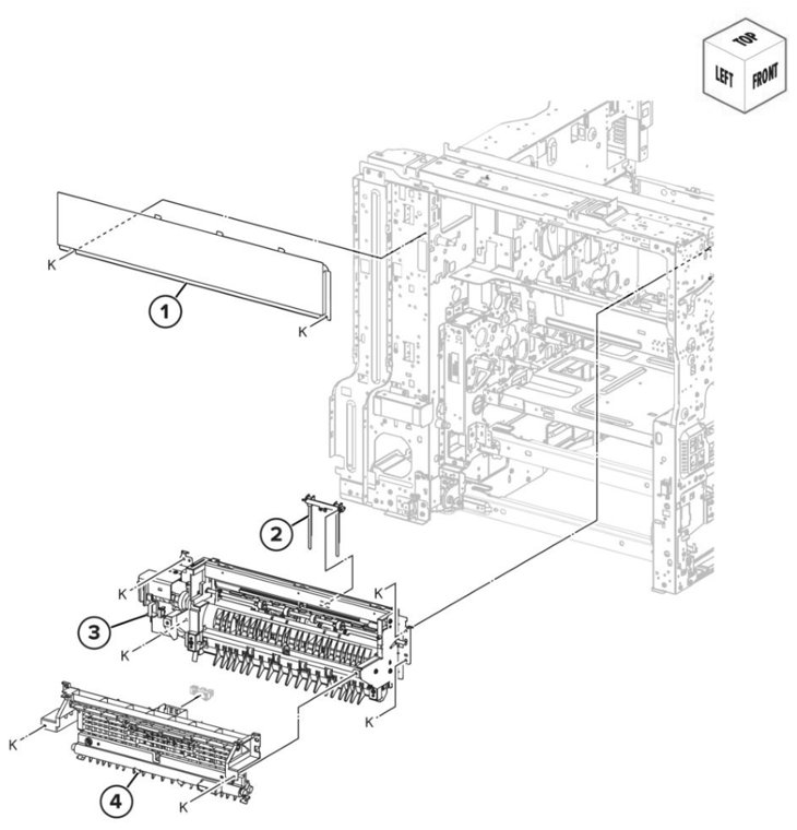 Assembly 24: Exit 2 transport components 1 parts diagram - Lexmark CS943 Parts