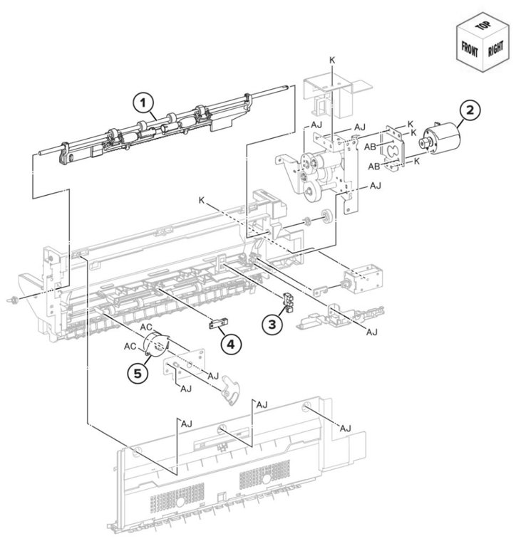 Assembly 25: Exit 2 transport components 2 parts diagram - Lexmark CS943 Parts
