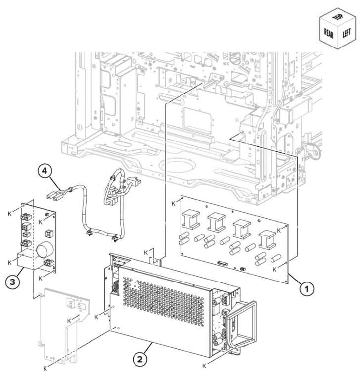 Assembly 28: Electronics (rear 3) parts diagram - Lexmark CS943 Parts