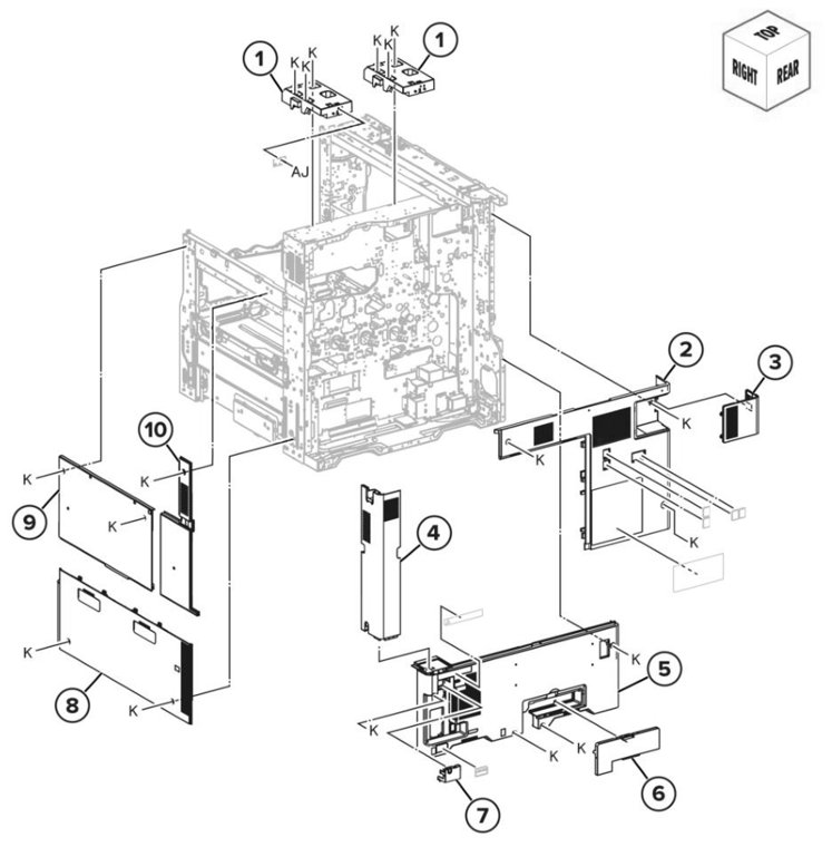 Assembly 35: Printer covers 3 parts diagram - Lexmark CS943 Parts