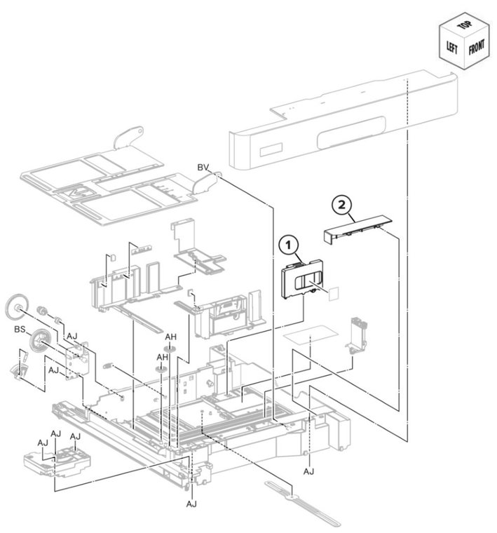 Assembly 38: Tray 1 insert parts diagram - Lexmark CS943 Parts