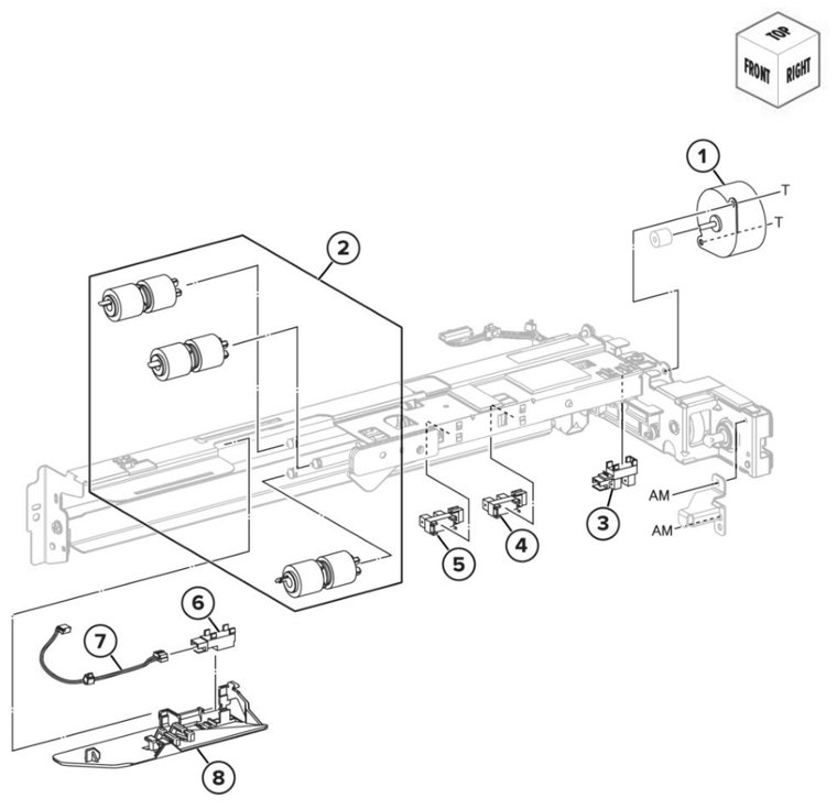 Assembly 41: Tray 1 feeder parts diagram - Lexmark CS943 Parts