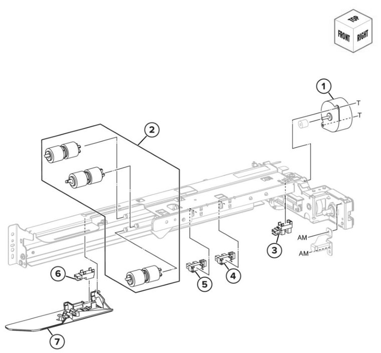 Assembly 42: Tray 2 feeder parts diagram - Lexmark CS943 Parts