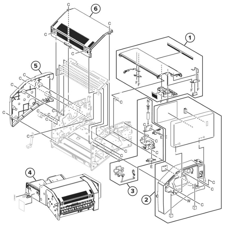Assembly 43: Staple finisher parts diagram - Lexmark CS943 Parts