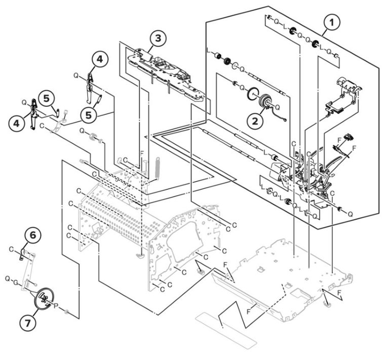 Assembly 46: Staple finisher stapler eject parts diagram - Lexmark CS943 Parts