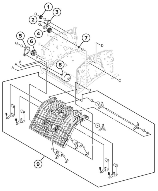 Assembly 49: Staple finisher stapler transport 2 parts diagram - Lexmark CS943 Parts