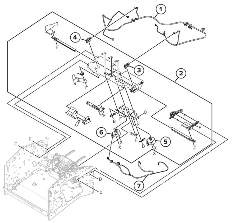Assembly 51: Staple finisher compiler components parts diagram - Lexmark CS943 Parts
