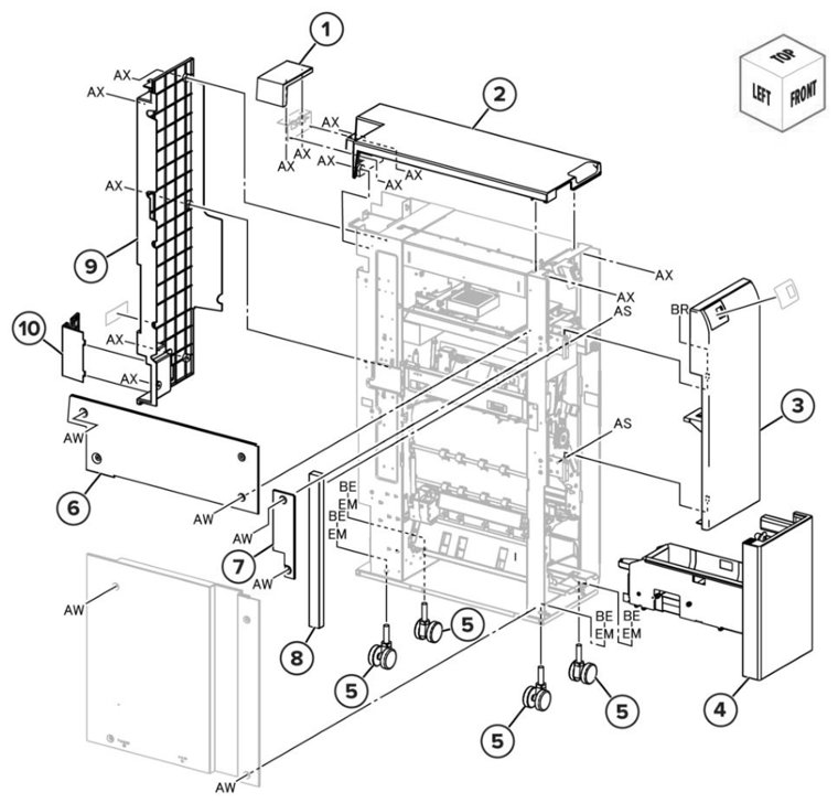 Assembly 53: Trifold/Z-fold covers parts diagram - Lexmark CS943 Parts