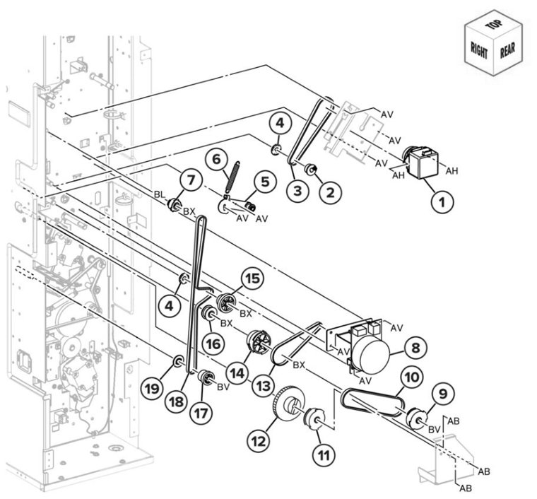 Assembly 57: Trifold/Z-fold drive 2 parts diagram - Lexmark CS943 Parts