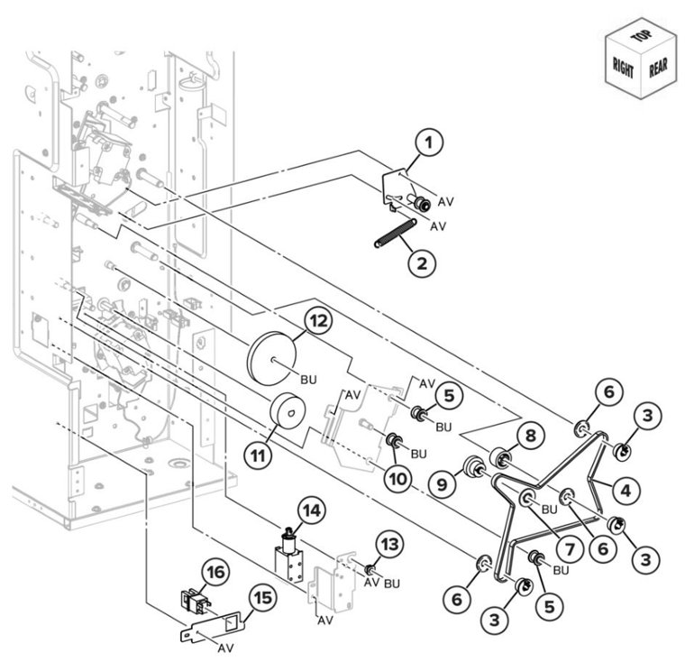 Assembly 58: Trifold/Z-fold drive 3 parts diagram - Lexmark CS943 Parts