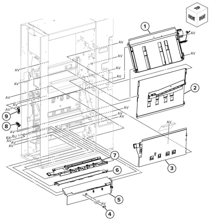 Assembly 61: Trifold/Z-fold guide 3 parts diagram - Lexmark CS943 Parts