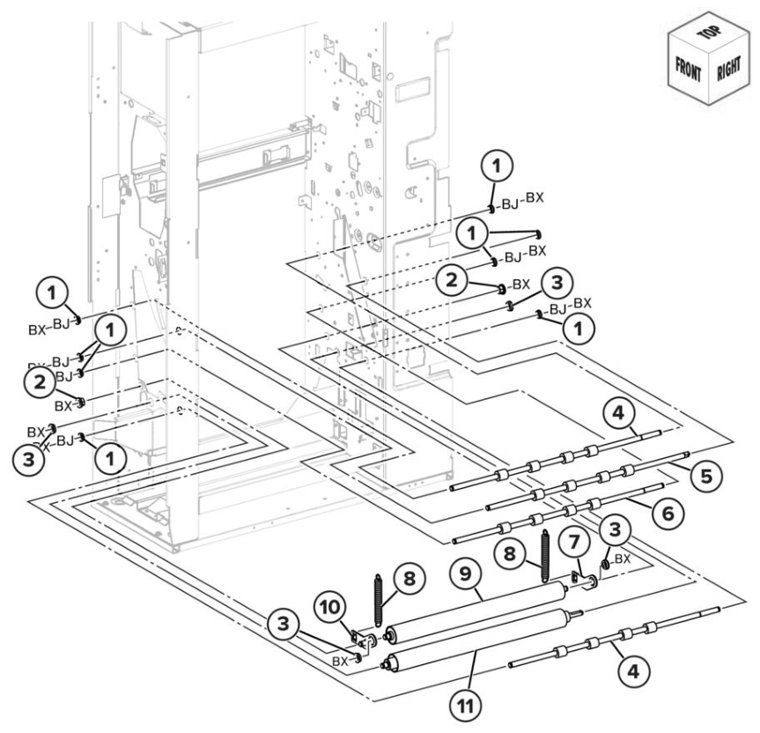 Assembly 64: Trifold/Z-fold rollers 2 parts diagram - Lexmark CS943 Parts