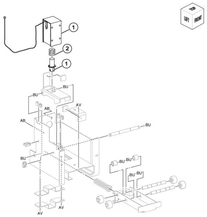 Assembly 65: Trifold/Z-fold tray release bracket parts diagram - Lexmark CS943 Parts
