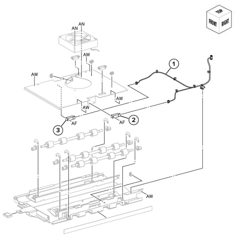 Assembly 66: Trifold/Z-fold upper guide parts diagram - Lexmark CS943 Parts