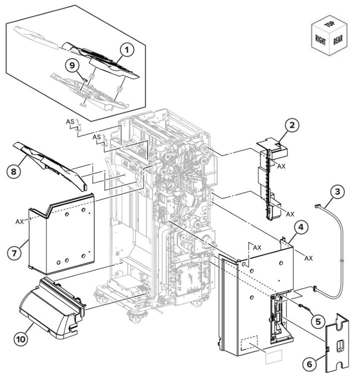 Assembly 75: Booklet finisher covers 2 parts diagram - Lexmark CS943 Parts