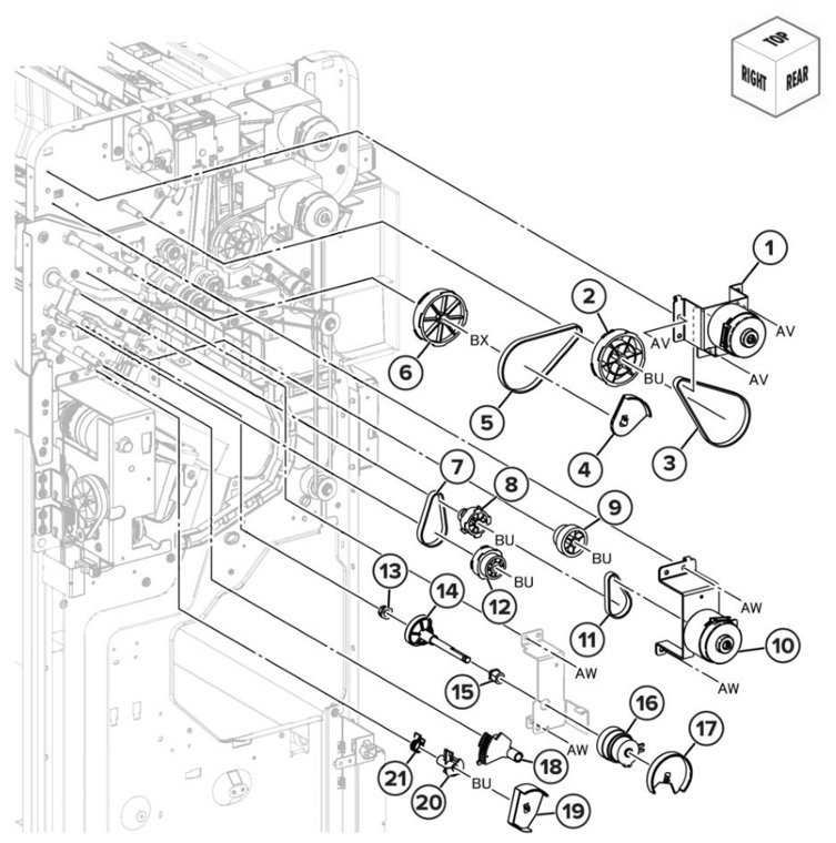 Assembly 80: Booklet finisher drive 1 parts diagram - Lexmark CS943 Parts