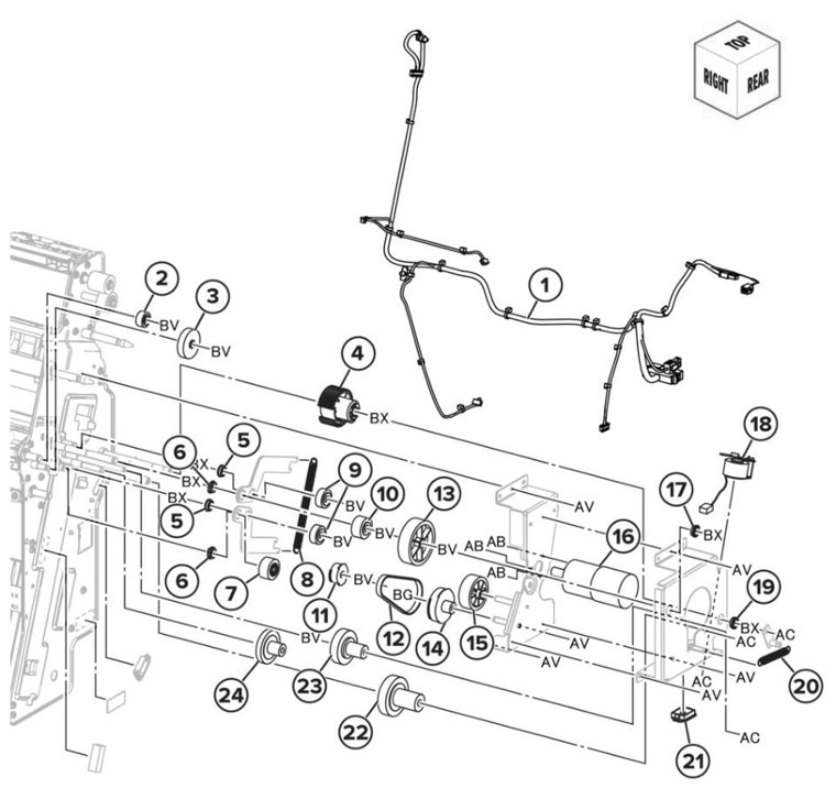 Assembly 85: Booklet finisher booklet maker drive 1 parts diagram - Lexmark CS943 Parts