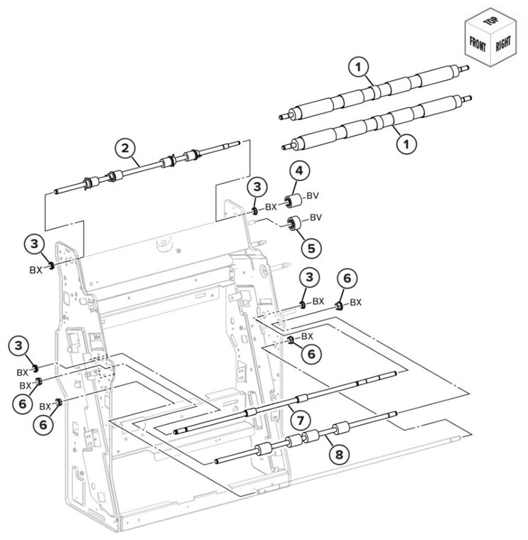 Assembly 90: Booklet finisher booklet maker rollers parts diagram - Lexmark CS943 Parts