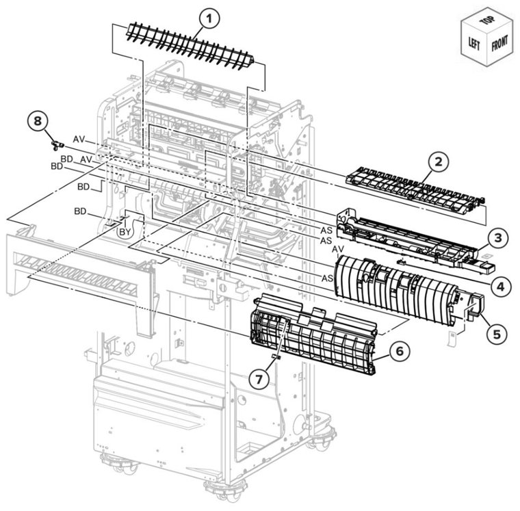 Assembly 96: Booklet finisher guide 1 parts diagram - Lexmark CS943 Parts