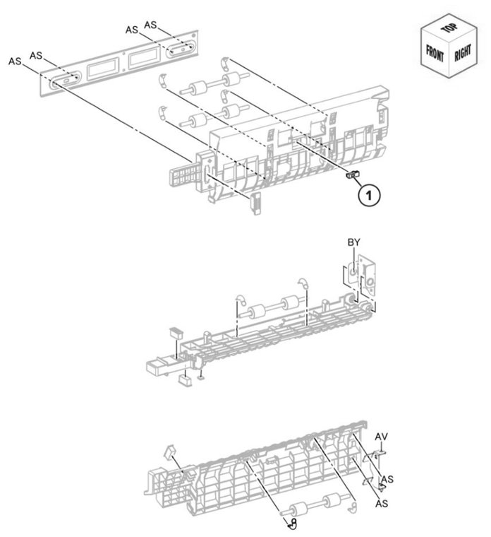 Assembly 99: Booklet finisher upper guide assembly parts diagram - Lexmark CS943 Parts