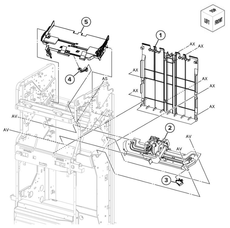 Assembly 101: Booklet finisher compile tray stapler parts diagram - Lexmark CS943 Parts