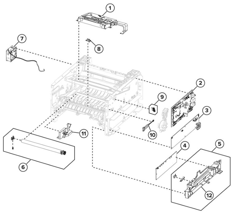 Assembly 2: Electronics parts diagram - Lexmark MS439 Parts
