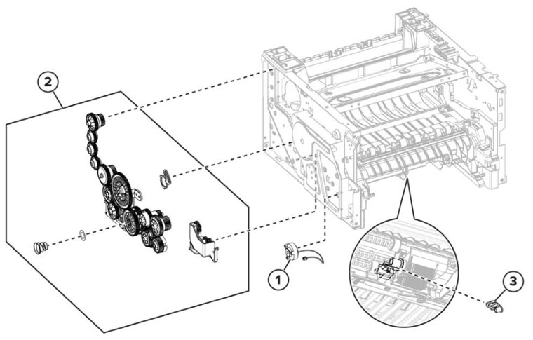 Assembly 3: Gears parts diagram - Lexmark MS439 Parts