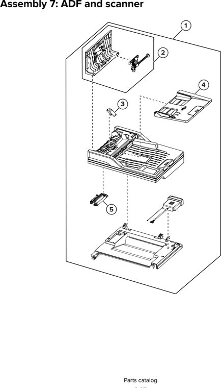 Assembly 7: ADF and scanner parts diagram - Lexmark MX432adwe & XM3142 Parts