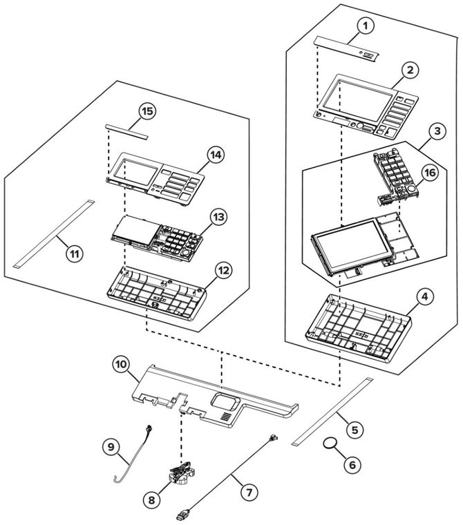 Assembly 2: 4.3-inch and 7-inch control panel parts diagram - Sharp MX-C357F Printer Parts