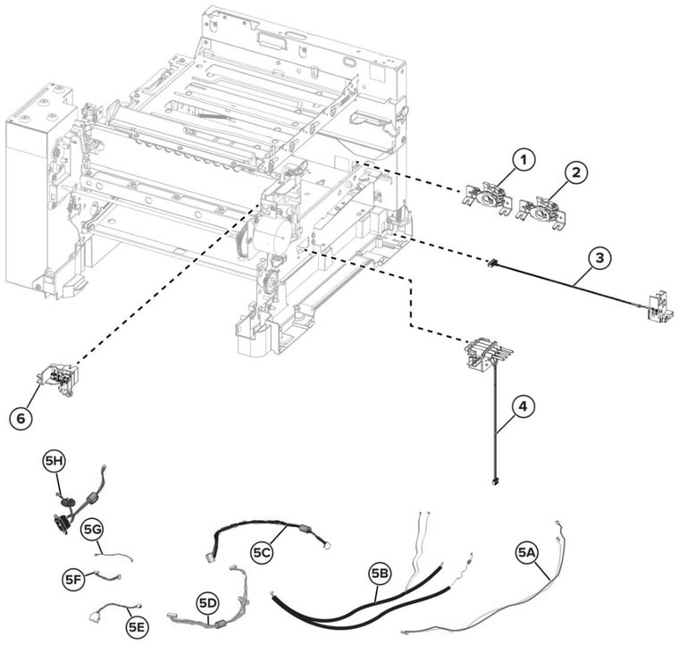 Assembly 6: Cables and sensors parts diagram - Sharp MX-C357F Printer Parts