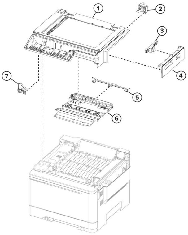 Assembly 7: Scanner parts diagram - Sharp MX-C357F Printer Parts