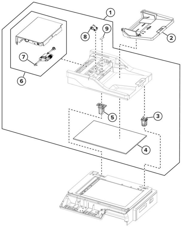 Assembly 8: ADF parts diagram - Sharp MX-C357F Printer Parts