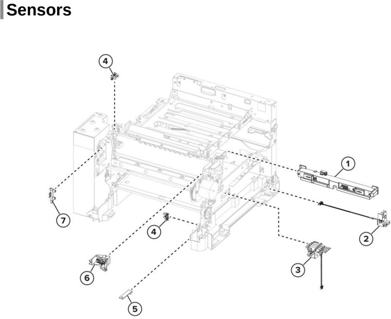 Assembly 8: Sensors parts diagram - Lexmark CS531 CS632 C2335 Parts