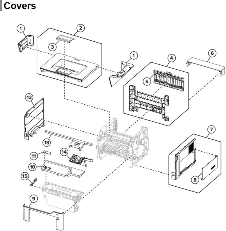 Assembly 2: Covers parts diagram - Lexmark MX532 MX632 XM3350 Parts